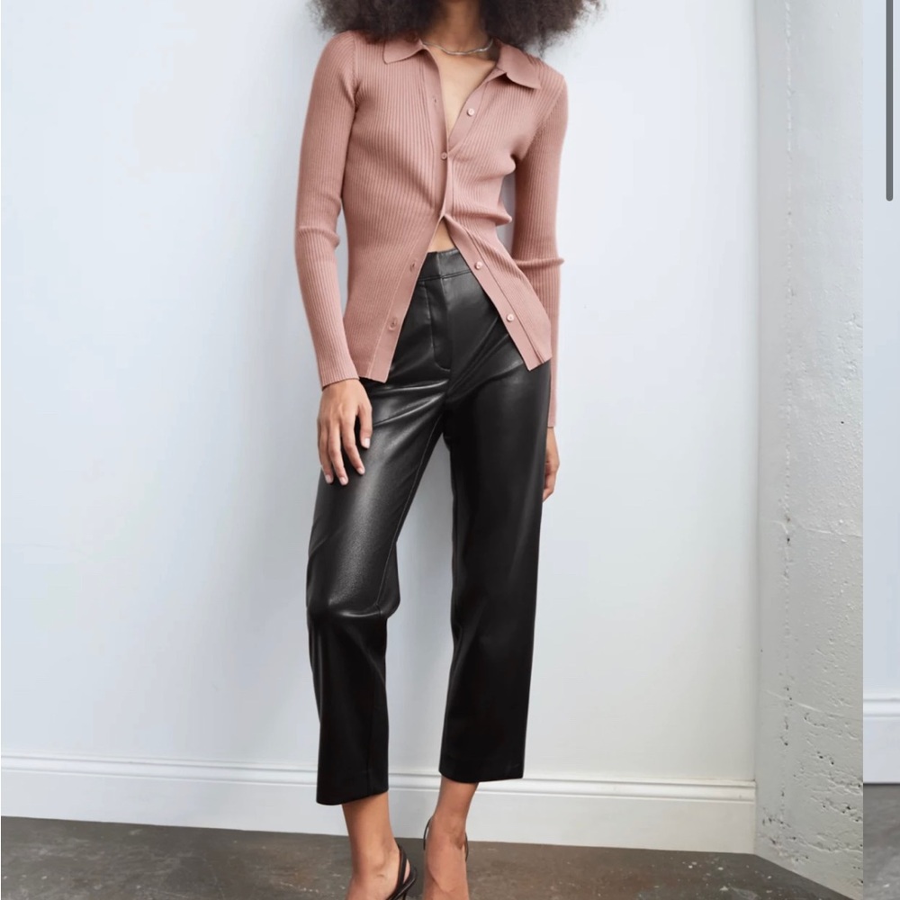 Aritzia Babaton  Command Vegan Leather Crop  Black Pants size 4